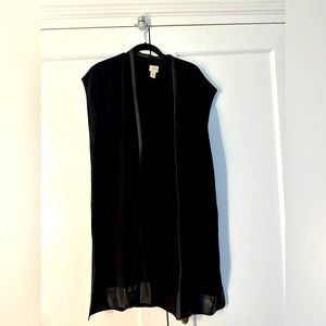 Black wool and leather cardigan without sleeves